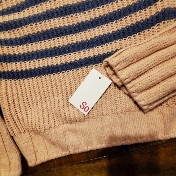Pink Blue Striped Crop Turtleneck Sweater New Small - Picture 4 of 6
